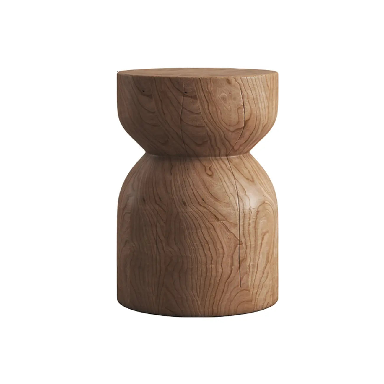 Hourglass Wooden Natural Finish Chairside Table