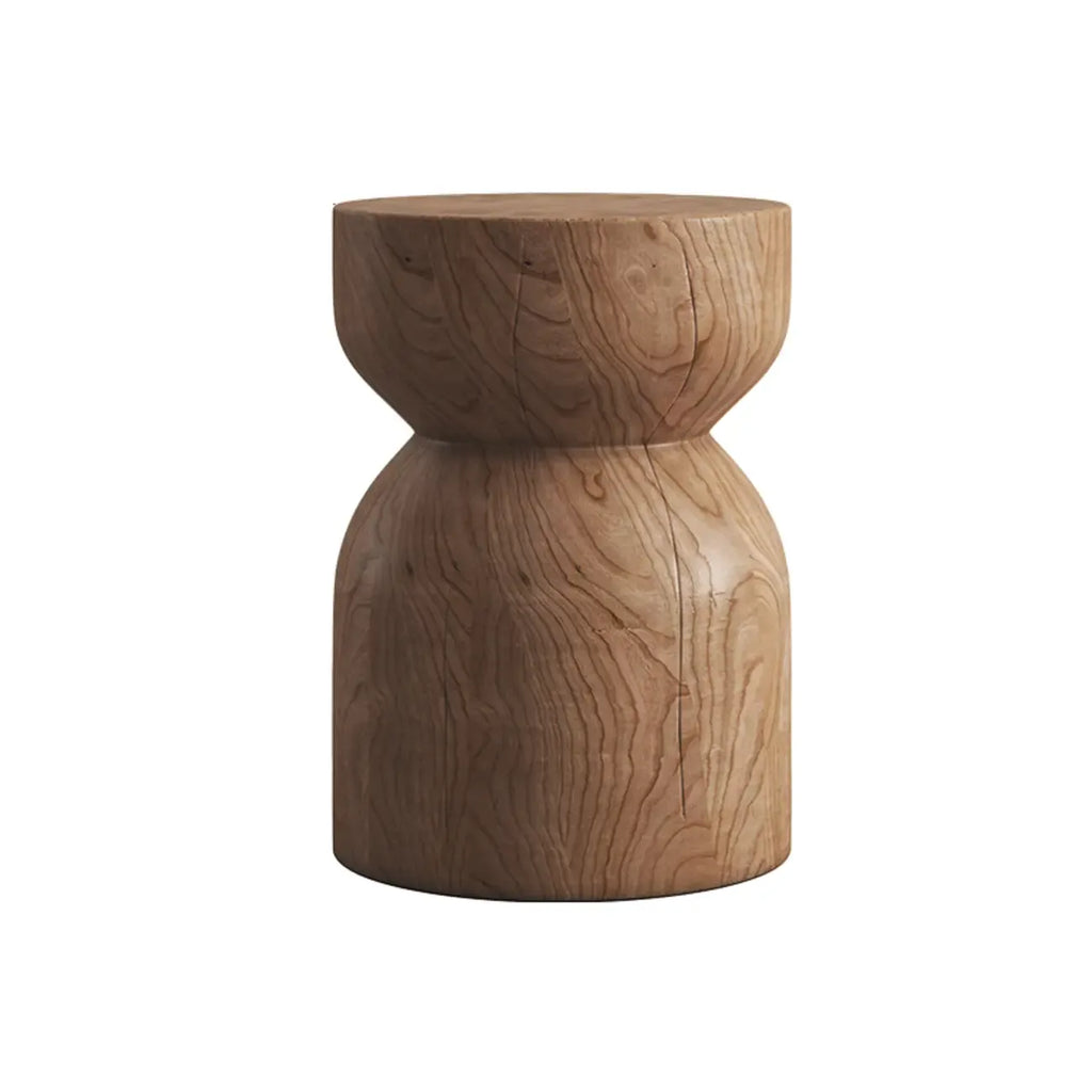 Hourglass Wooden Natural Finish Chairside Table