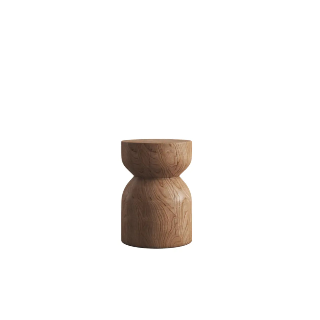 Hourglass Wooden Natural Finish Chairside Table