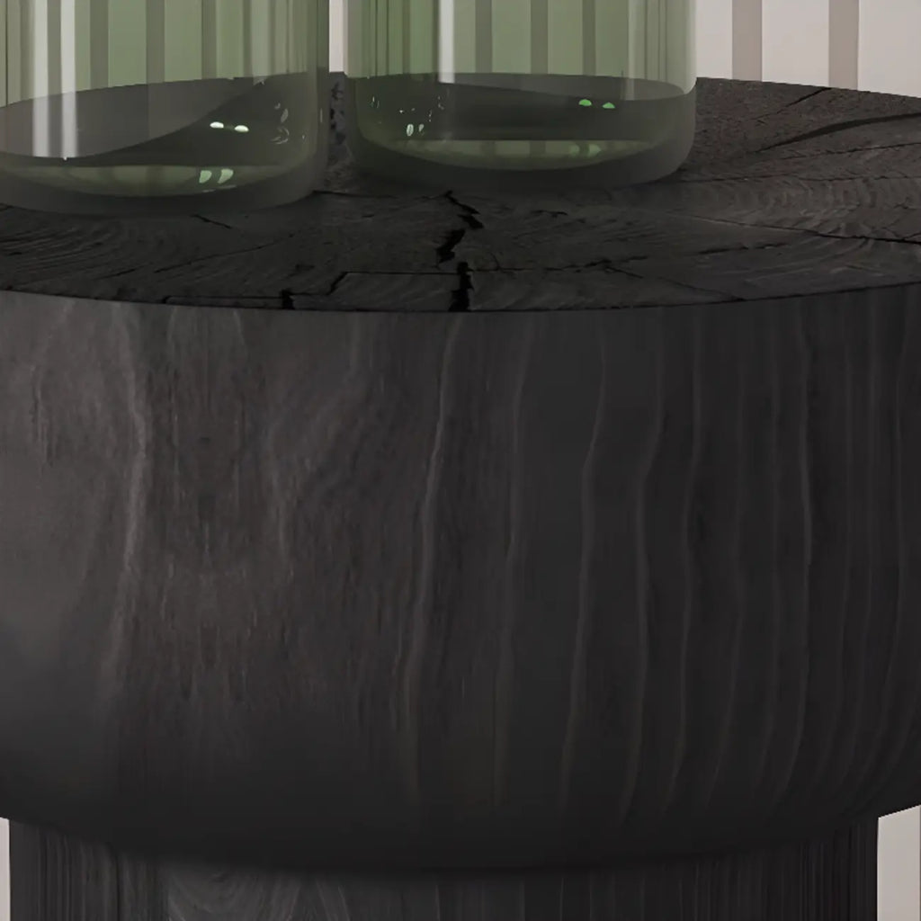 Hourglass Wooden Natural Finish Chairside Table