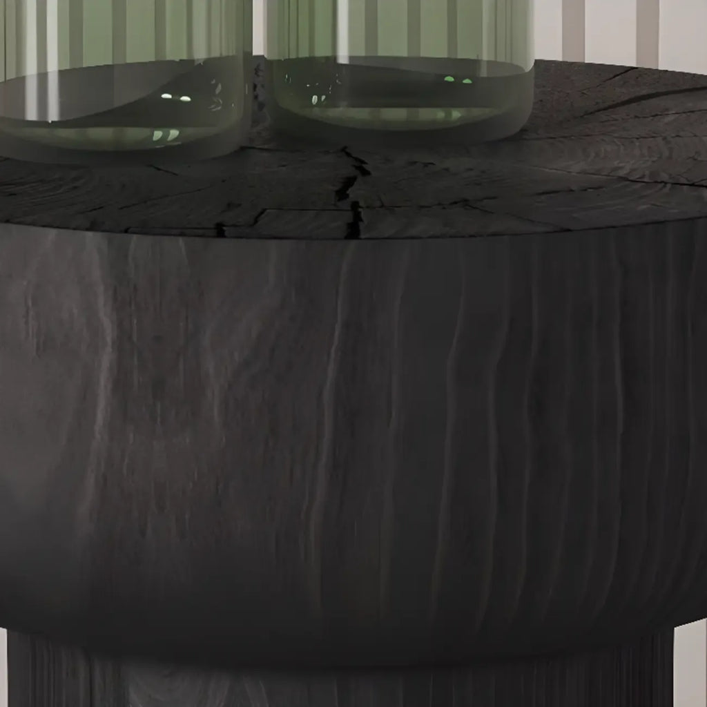 Hourglass Wooden Natural Finish Chairside Table