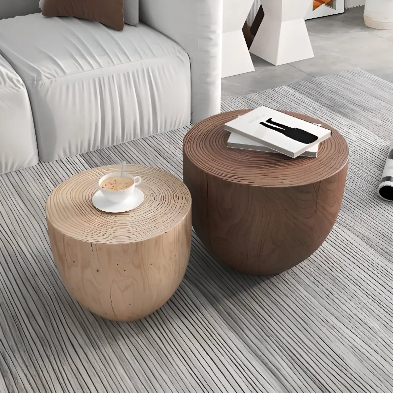 Hourglass Wooden Natural Finish Chairside Table