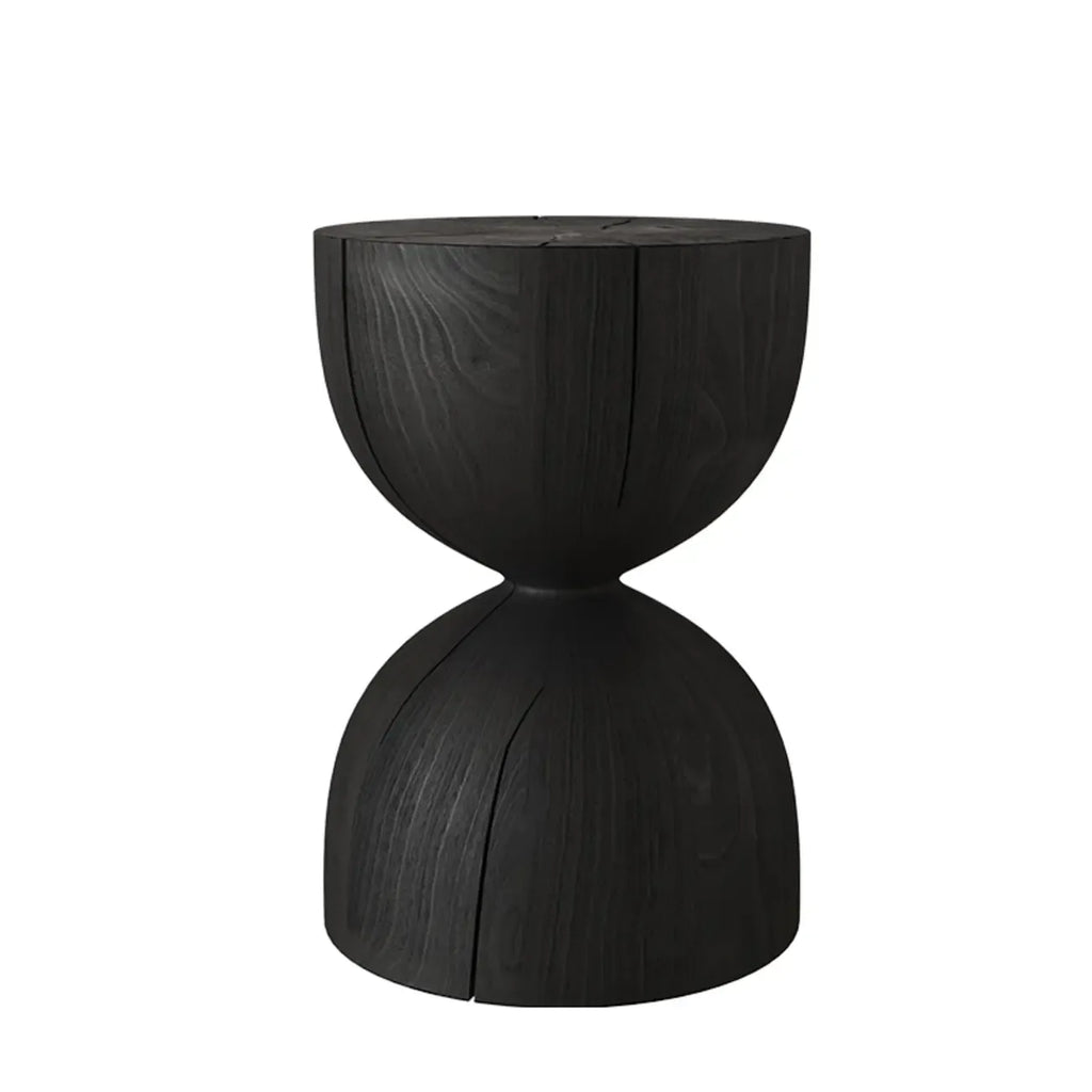 Hourglass Wooden Natural Finish Chairside Table