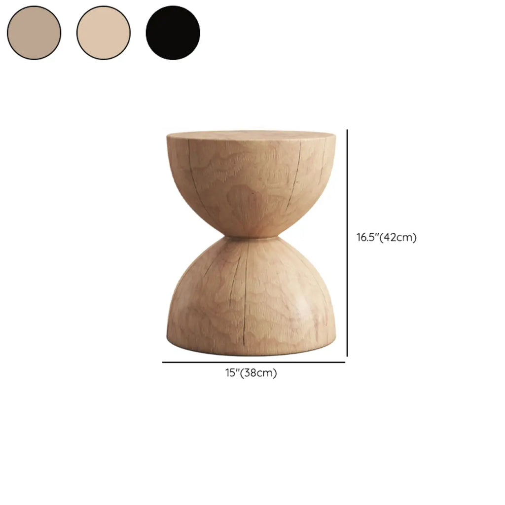 Hourglass Wooden Natural Finish Chairside Table