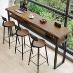 Nordic Brown Pine Sled Shelf Bar Tables