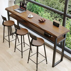 Nordic Brown Pine Sled Shelf Bar Tables