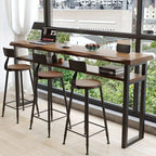 Nordic Brown Pine Sled Shelf Bar Tables