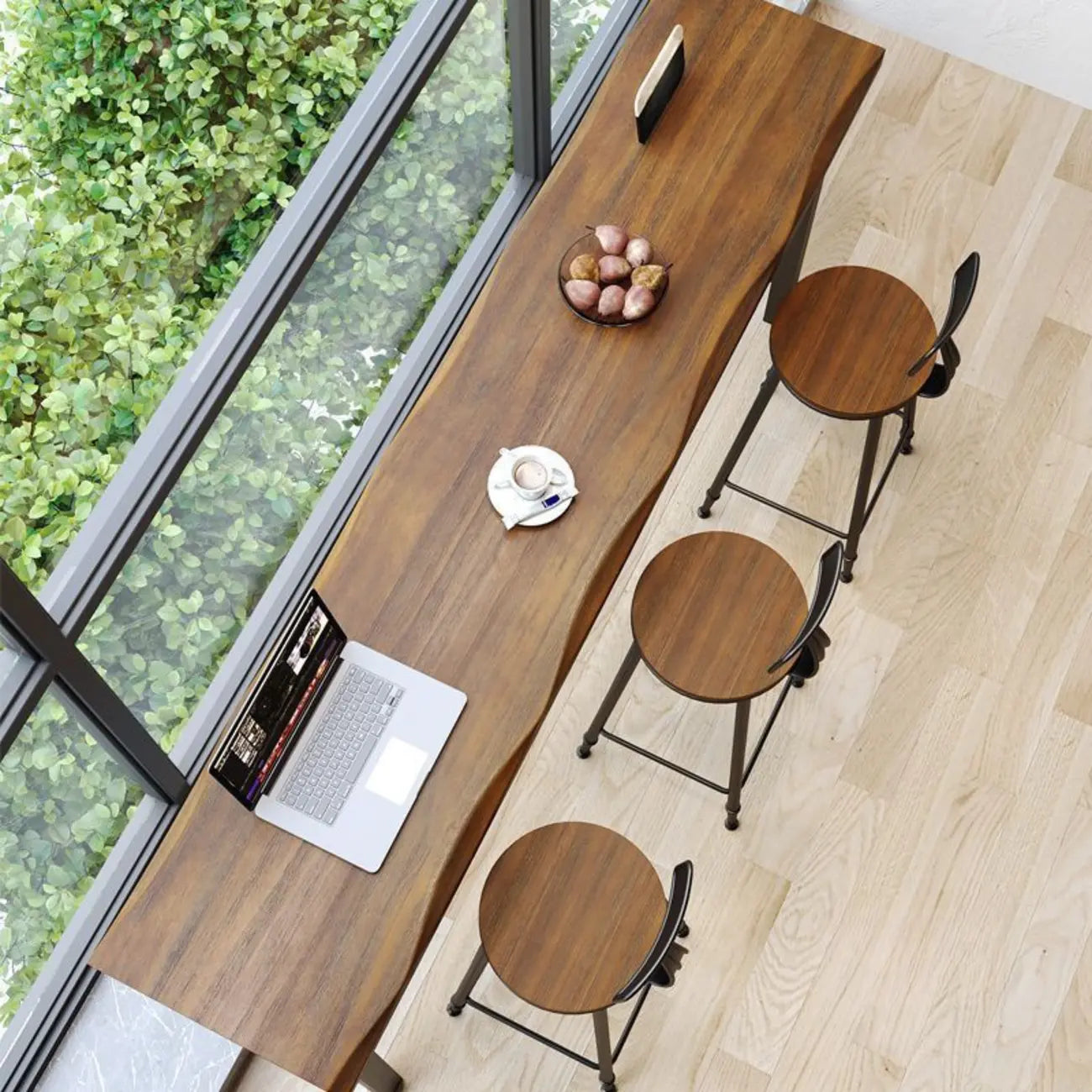 Nordic Brown Pine Sled Shelf Bar Tables