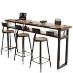 Nordic Brown Pine Sled Shelf Bar Tables