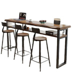 Nordic Brown Pine Sled Shelf Bar Tables