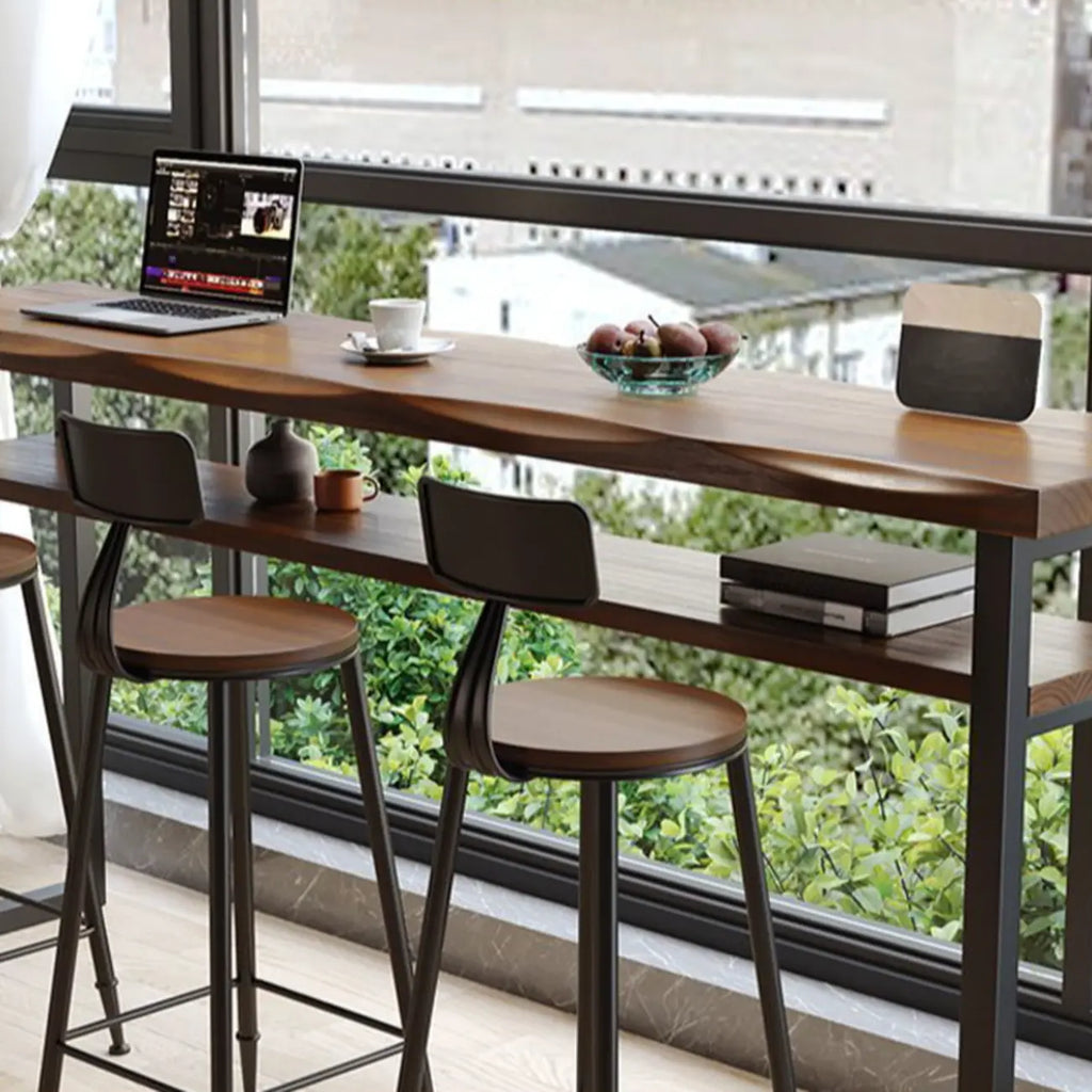 Nordic Brown Pine Sled Shelf Bar Tables