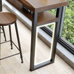 Nordic Brown Pine Sled Shelf Bar Tables