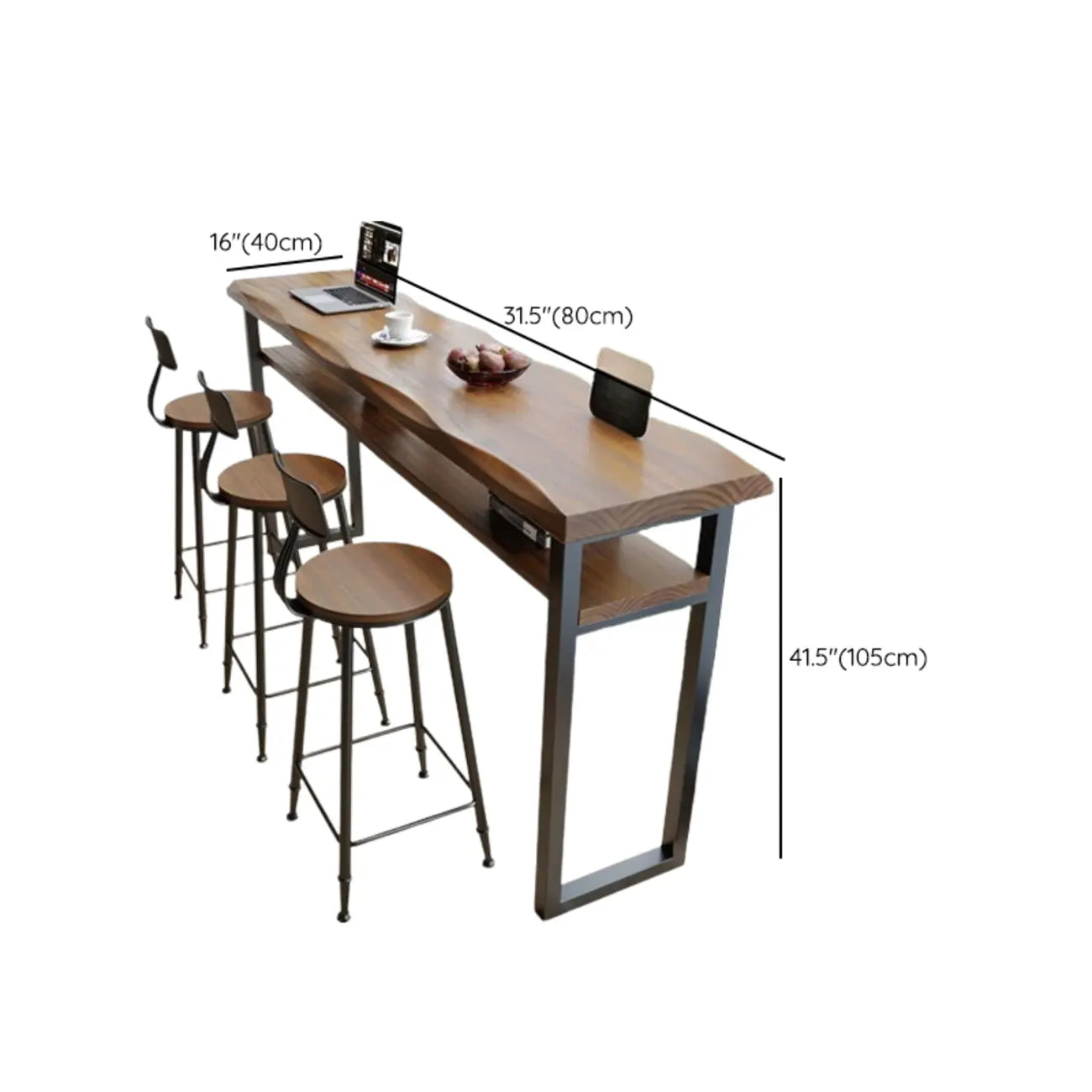 Nordic Brown Pine Sled Shelf Bar Tables
