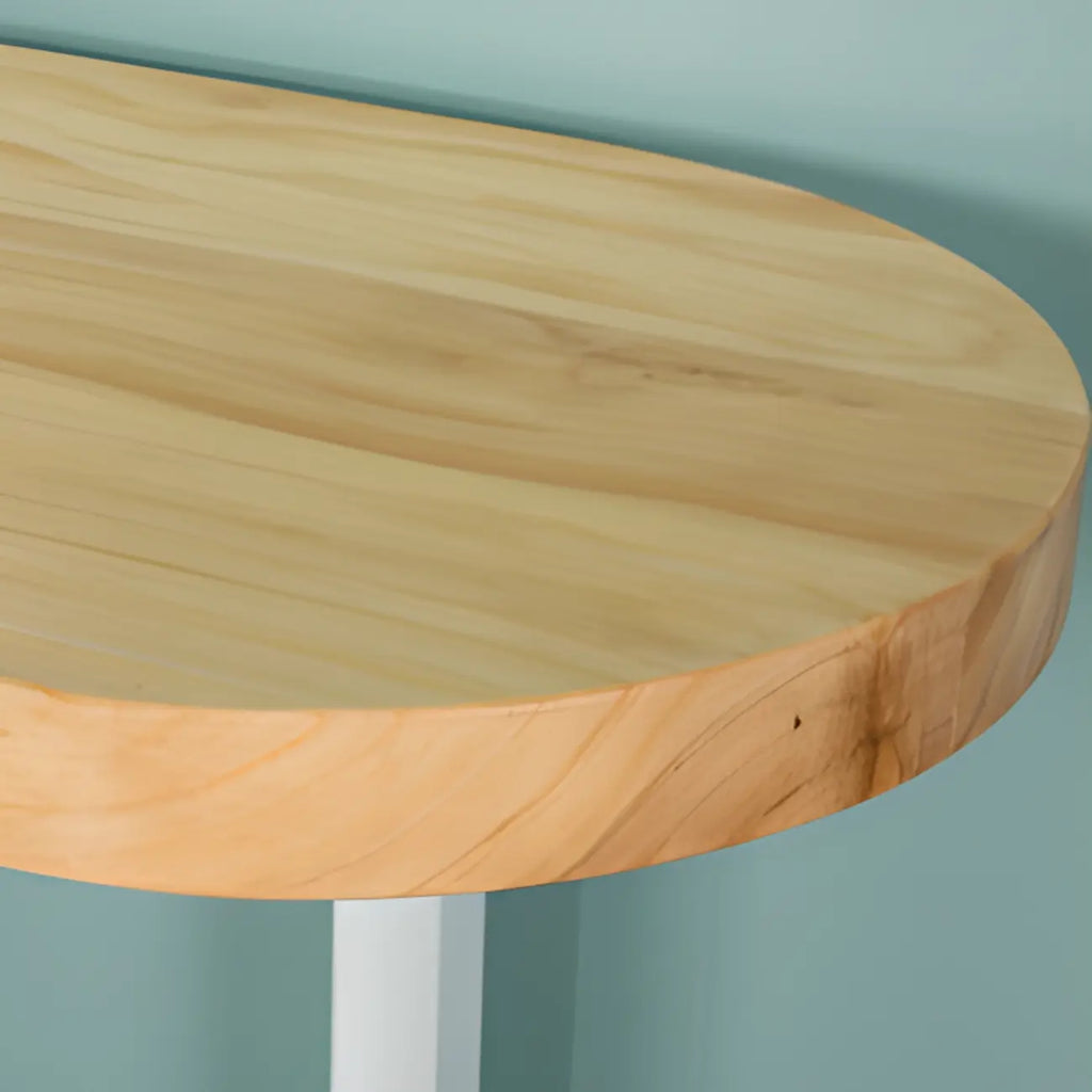 Modern Asymmetrical Wooden Bar Table with Storage and Seating