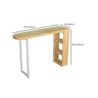 Modern Asymmetrical Wooden Bar Table with Storage and Seating