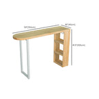 Modern Asymmetrical Wooden Bar Table with Storage and Seating