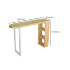 Modern Asymmetrical Wooden Bar Table with Storage and Seating