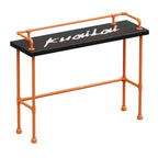 Industrial Black Hardwood Top Bar Tables with Orange Frame