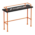 Industrial Black Hardwood Top Bar Tables with Orange Frame