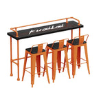 Industrial Black Hardwood Top Bar Tables with Orange Frame