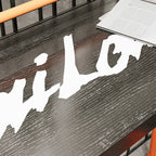 Industrial Black Hardwood Top Bar Tables with Orange Frame