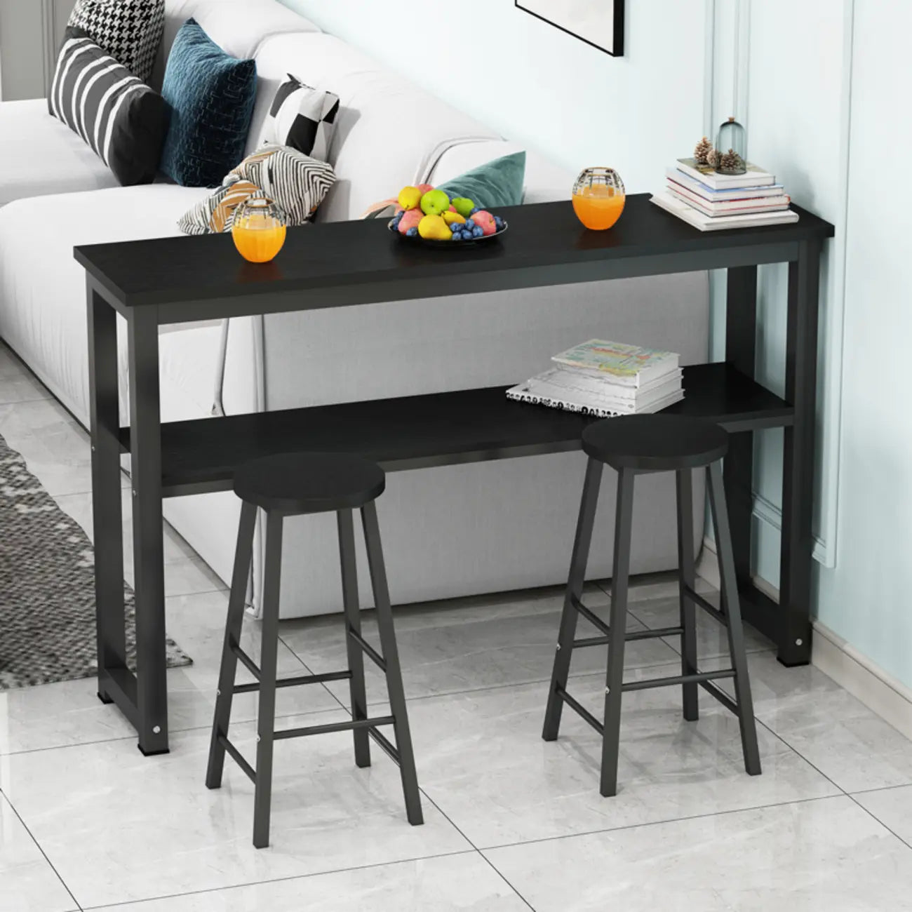 Modern Wooden Bar Table with Stools for Dining and Kitchen