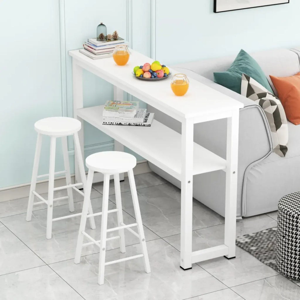 Modern Wooden Bar Table with Stools for Dining and Kitchen