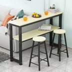 Modern Wooden Bar Table with Stools for Dining and Kitchen
