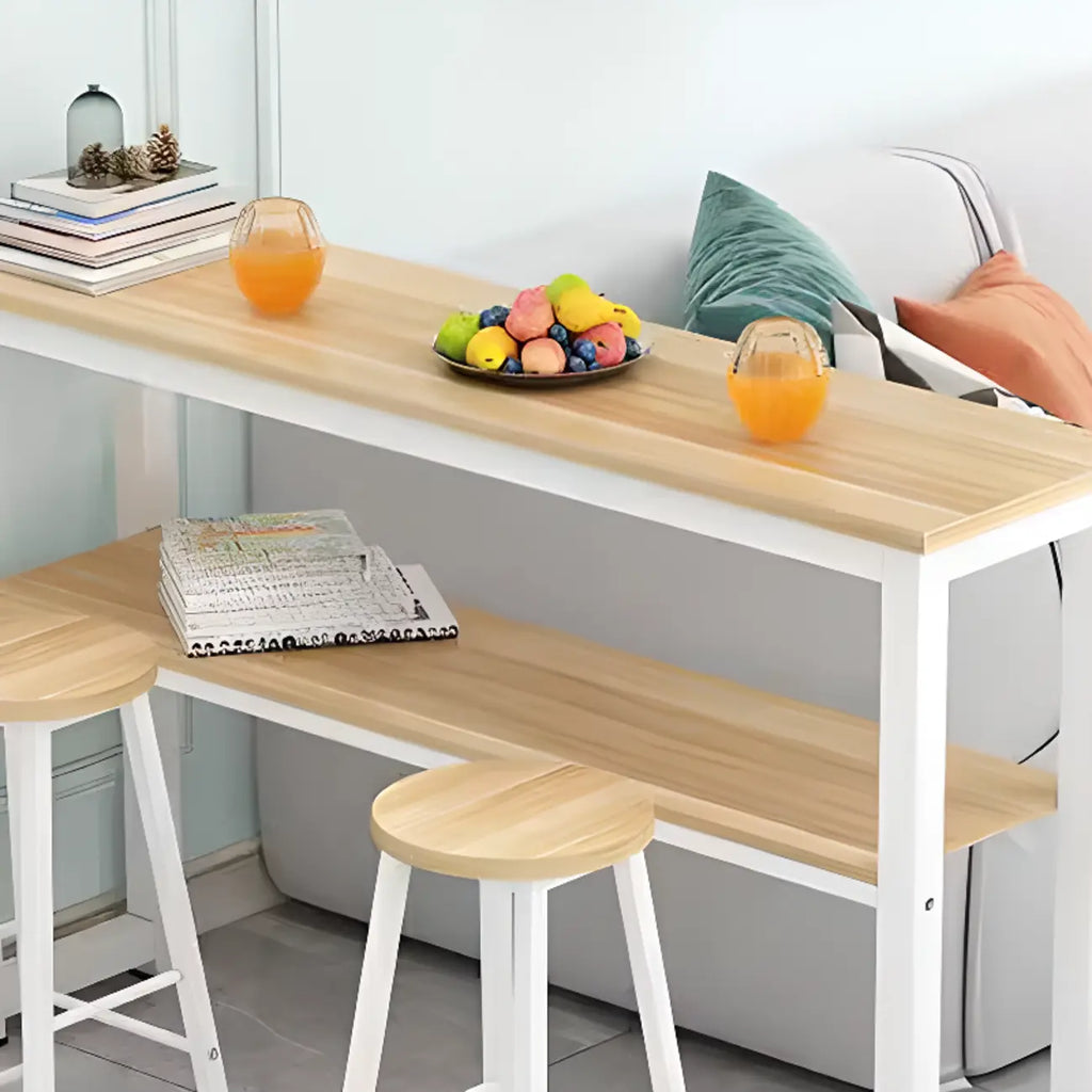 Modern Wooden Bar Table with Stools for Dining and Kitchen