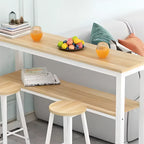 Modern Wooden Bar Table with Stools for Dining and Kitchen