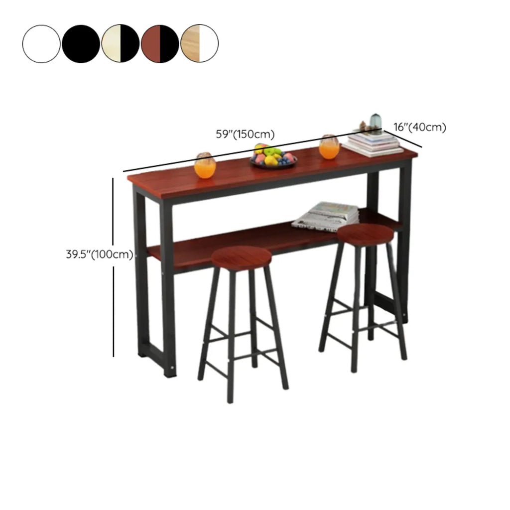 Modern Wooden Bar Table with Stools for Dining and Kitchen