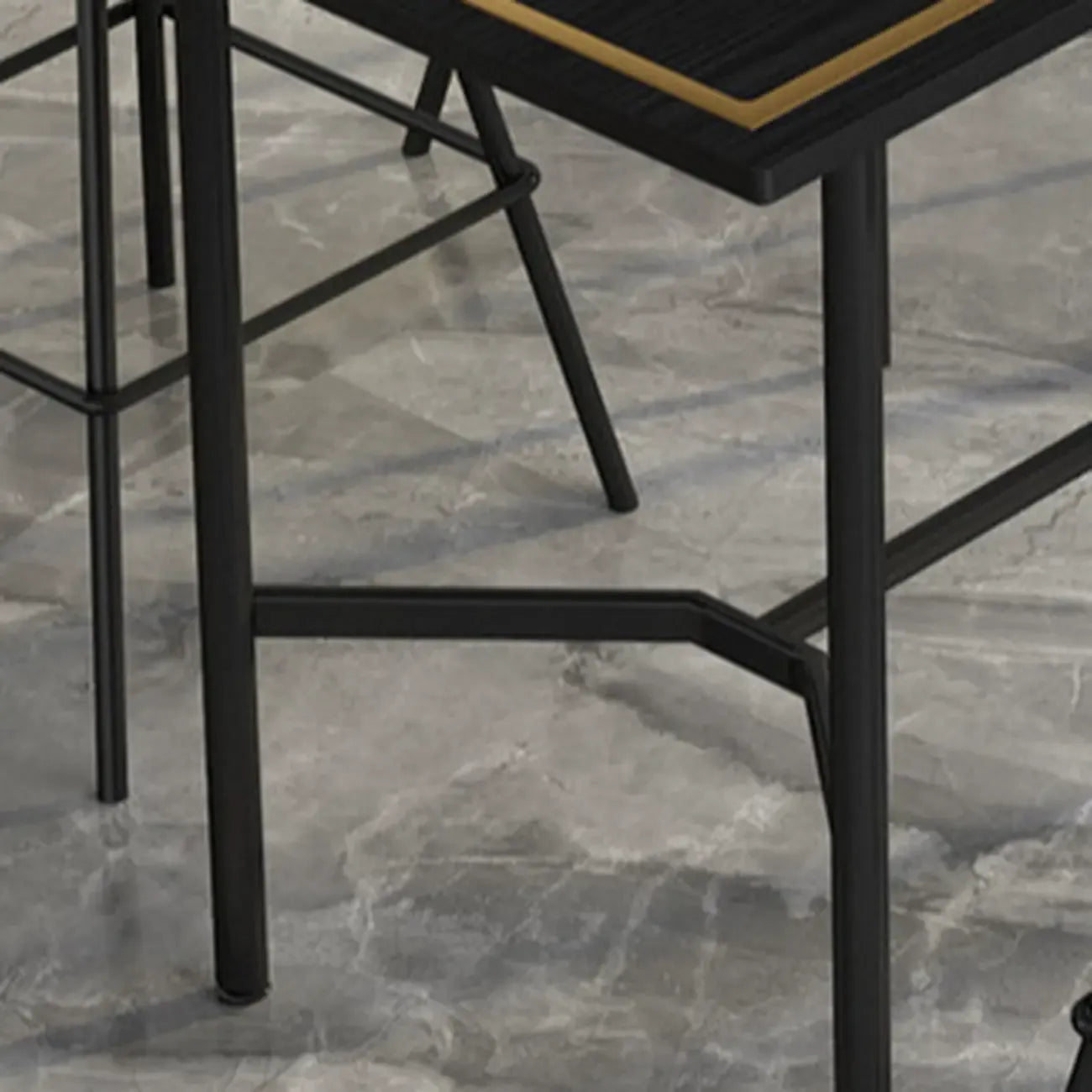 Luxurious Black-Gold Wooden Rectangular Top Bar Tables