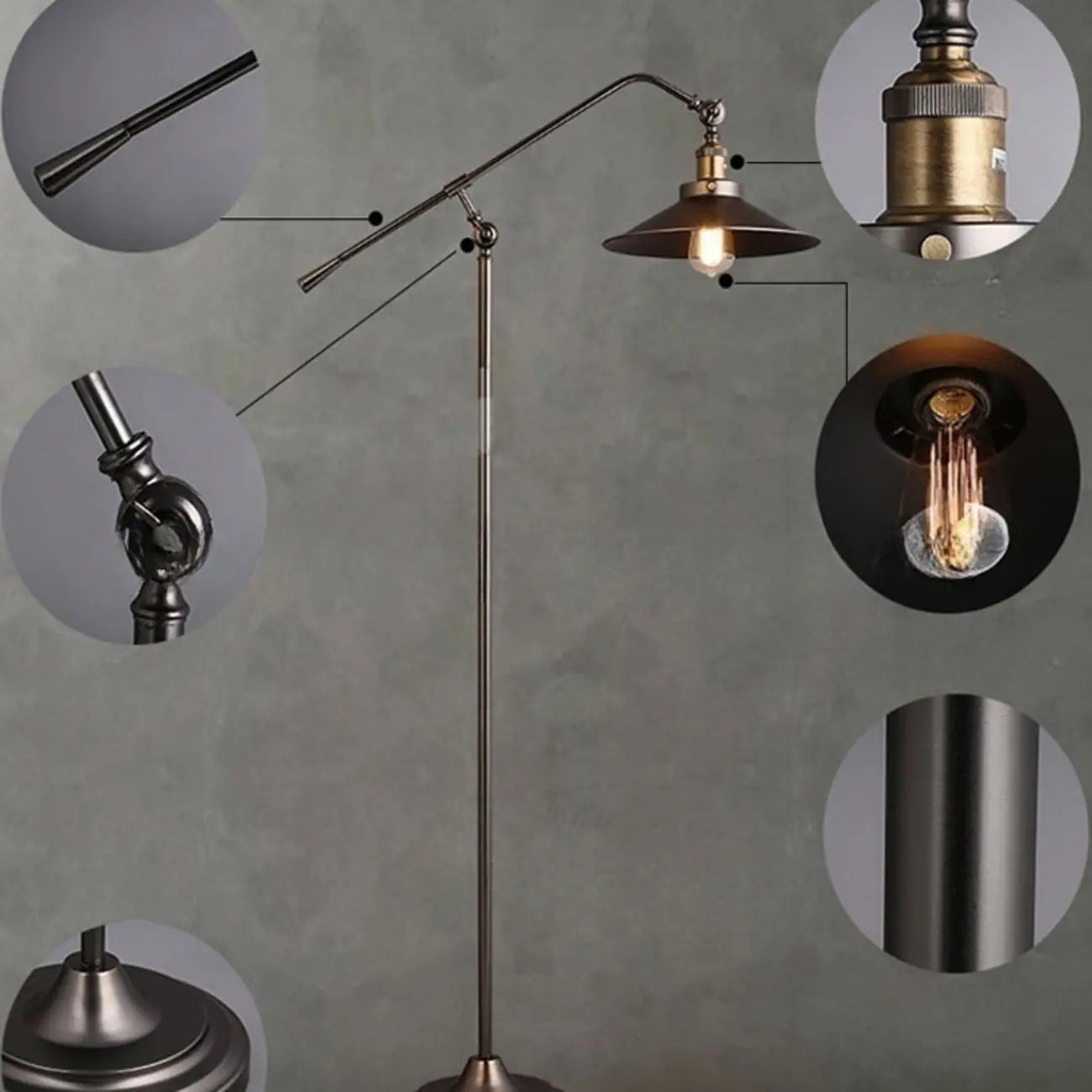 Adjustable Industrial Retro Metal Standing Floor Lamp