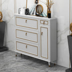 Grey Wooden Drop Front Shoe Cabinet with Adjustable Shelves