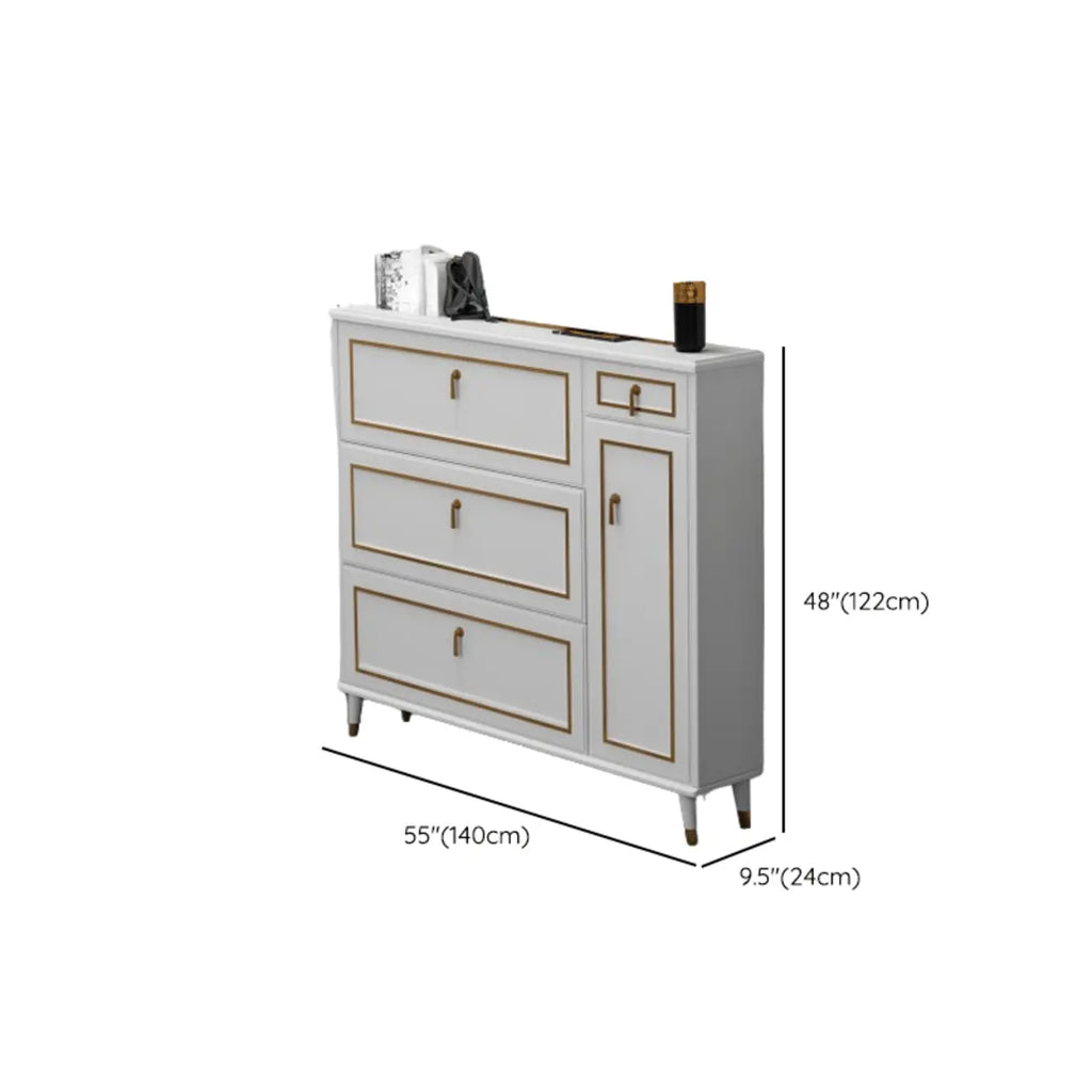 Grey Wooden Drop Front Shoe Cabinet with Adjustable Shelves