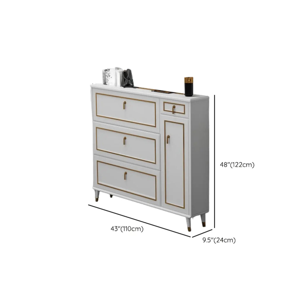 Grey Wooden Drop Front Shoe Cabinet with Adjustable Shelves