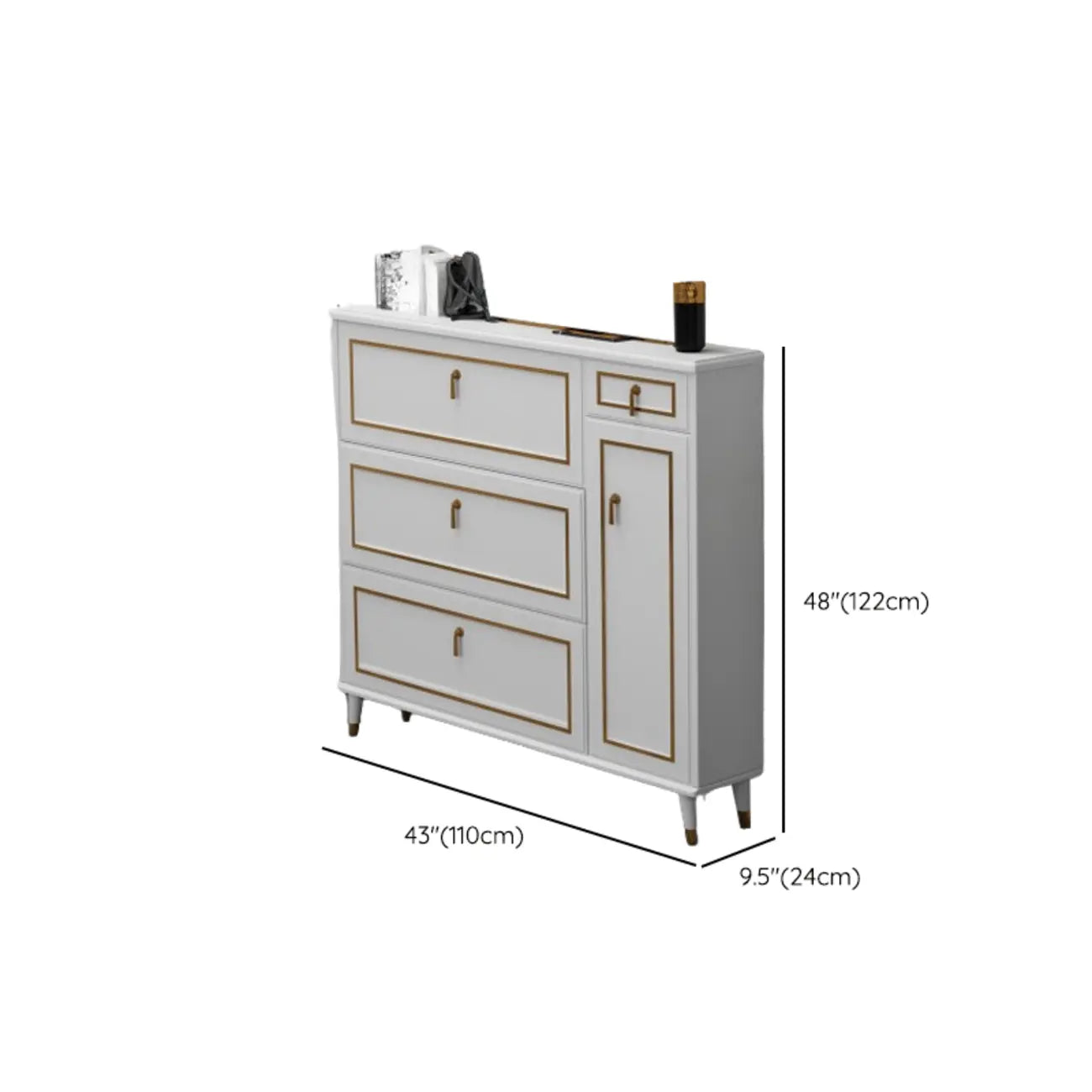 Grey Wooden Drop Front Shoe Cabinet with Adjustable Shelves