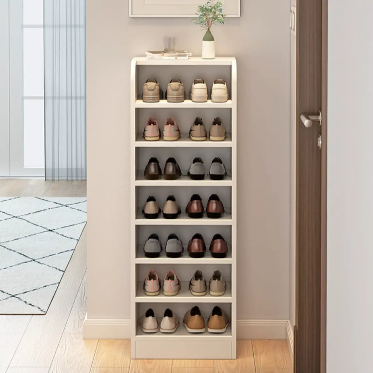 Functional Adjustable Multi-Layer Wooden Shoe Rack Organizer
