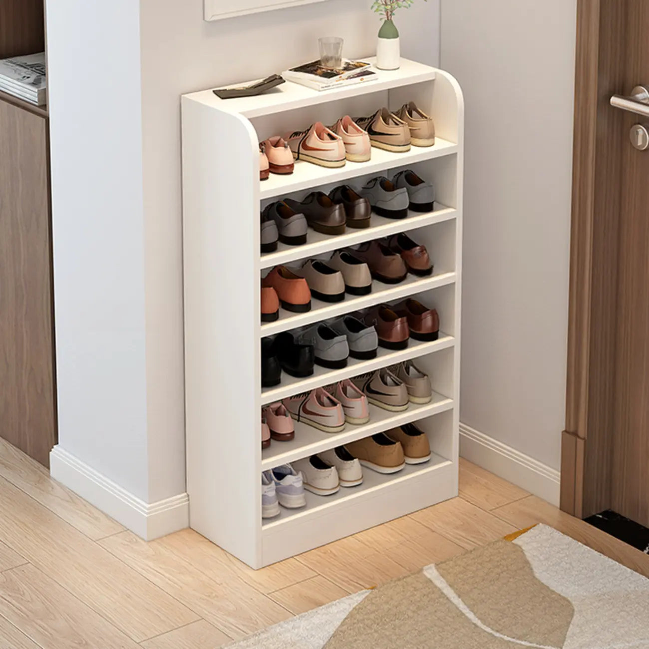 Functional Adjustable Multi-Layer Wooden Shoe Rack Organizer