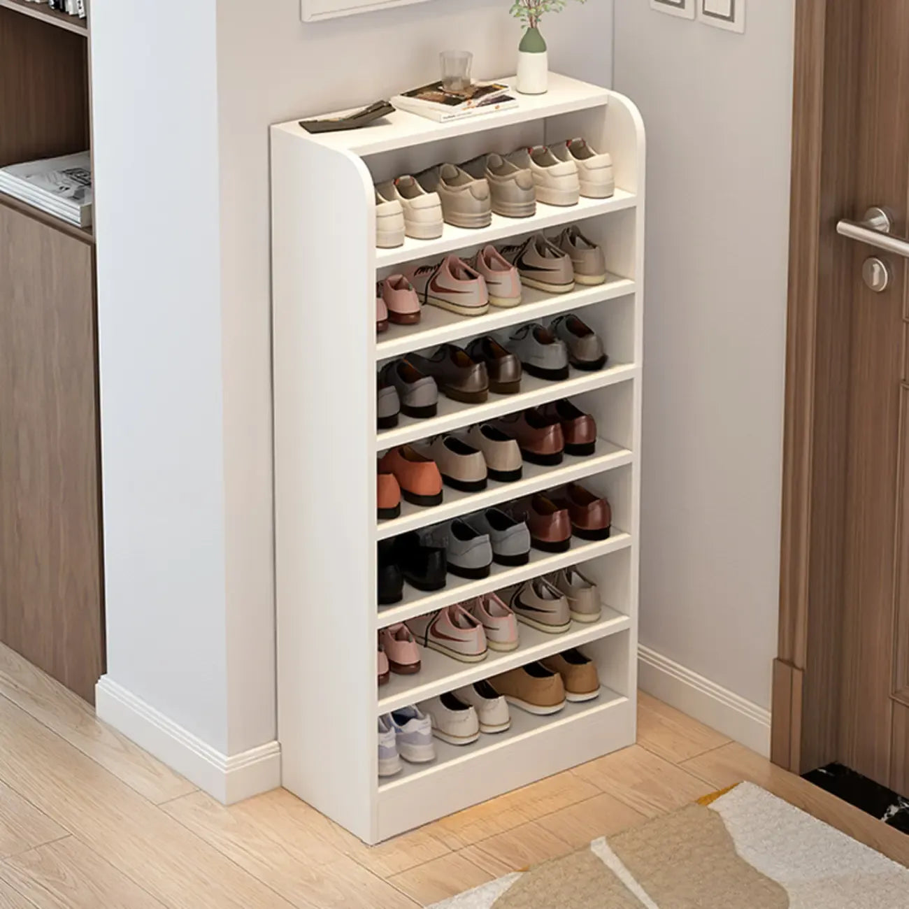 Functional Adjustable Multi-Layer Wooden Shoe Rack Organizer