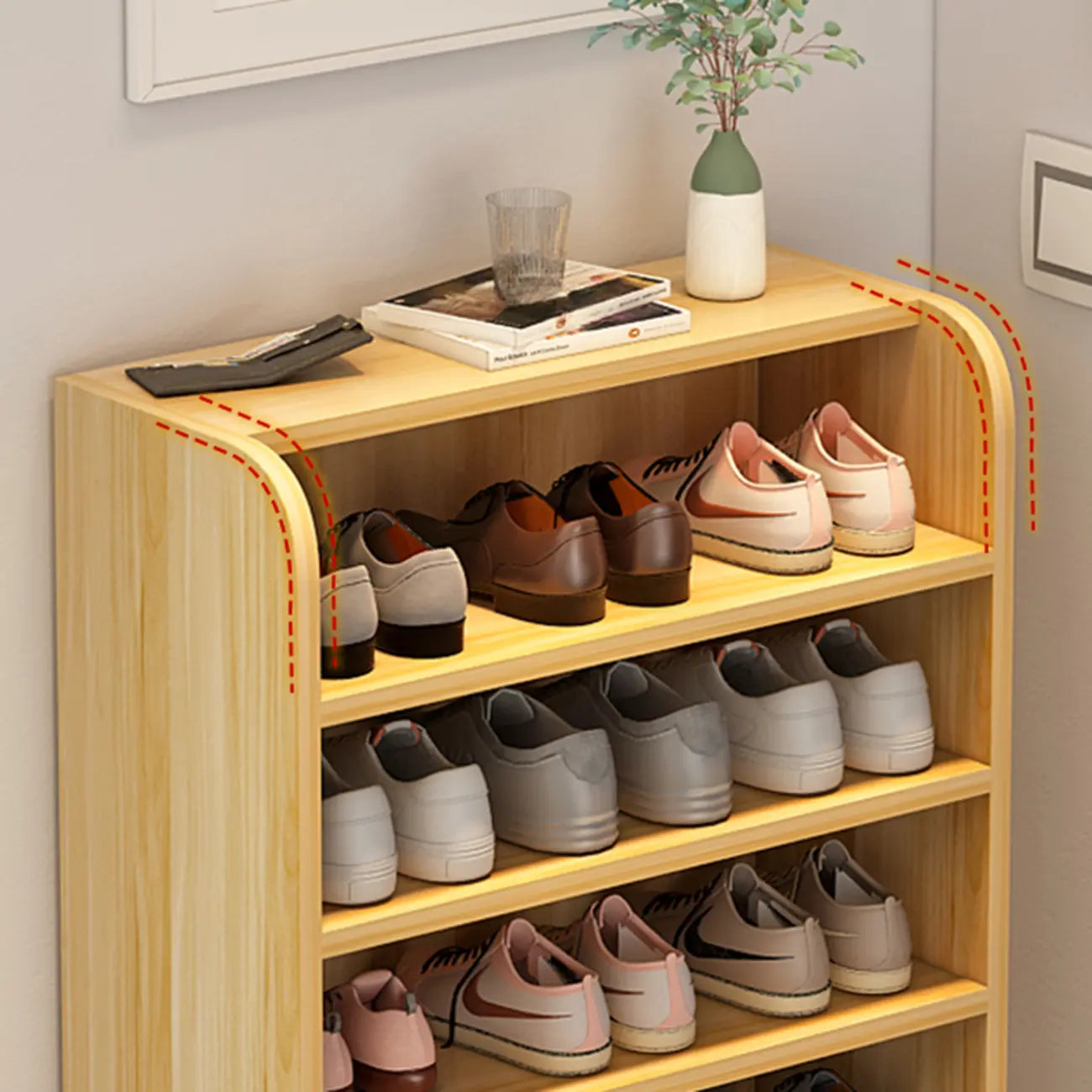 Functional Adjustable Multi-Layer Wooden Shoe Rack Organizer