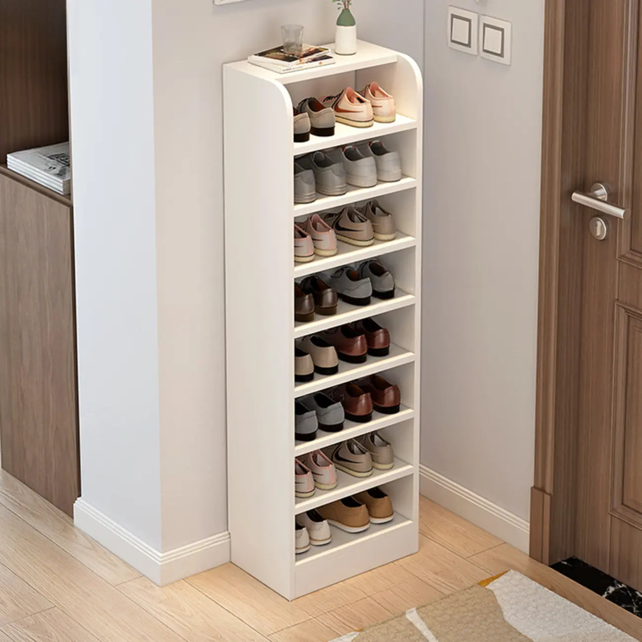 Functional Adjustable Multi-Layer Wooden Shoe Rack Organizer
