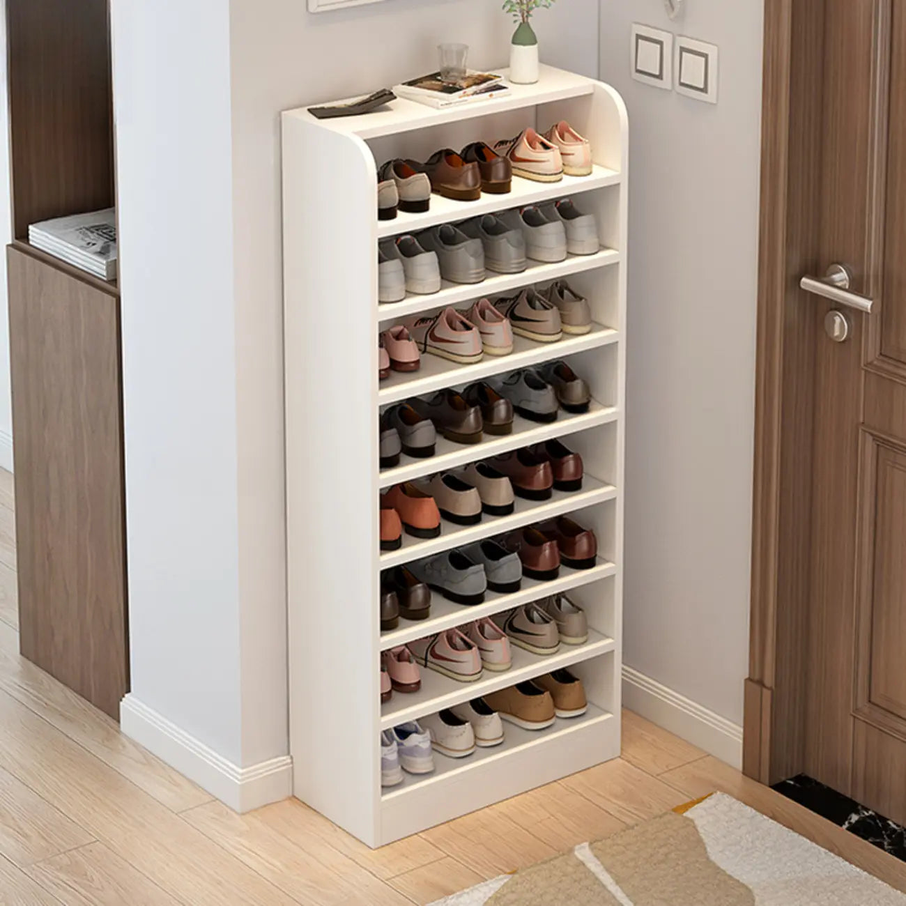 Functional Adjustable Multi-Layer Wooden Shoe Rack Organizer