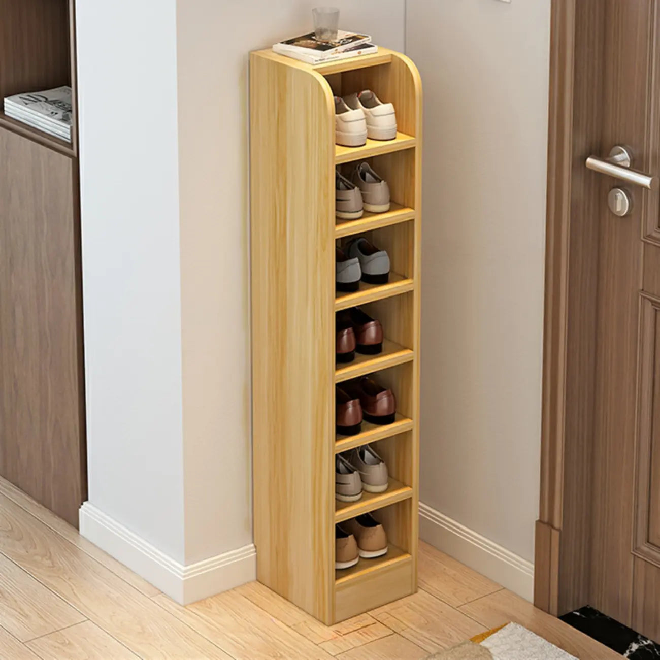 Functional Adjustable Multi-Layer Wooden Shoe Rack Organizer