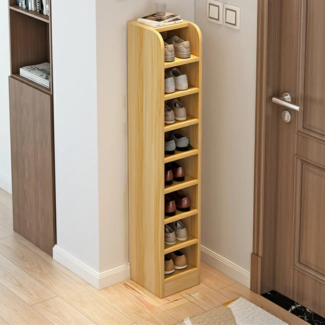 Functional Adjustable Multi-Layer Wooden Shoe Rack Organizer