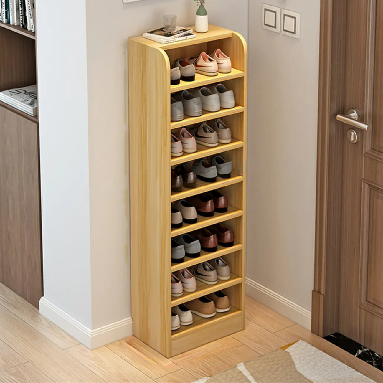 Functional Adjustable Multi-Layer Wooden Shoe Rack Organizer