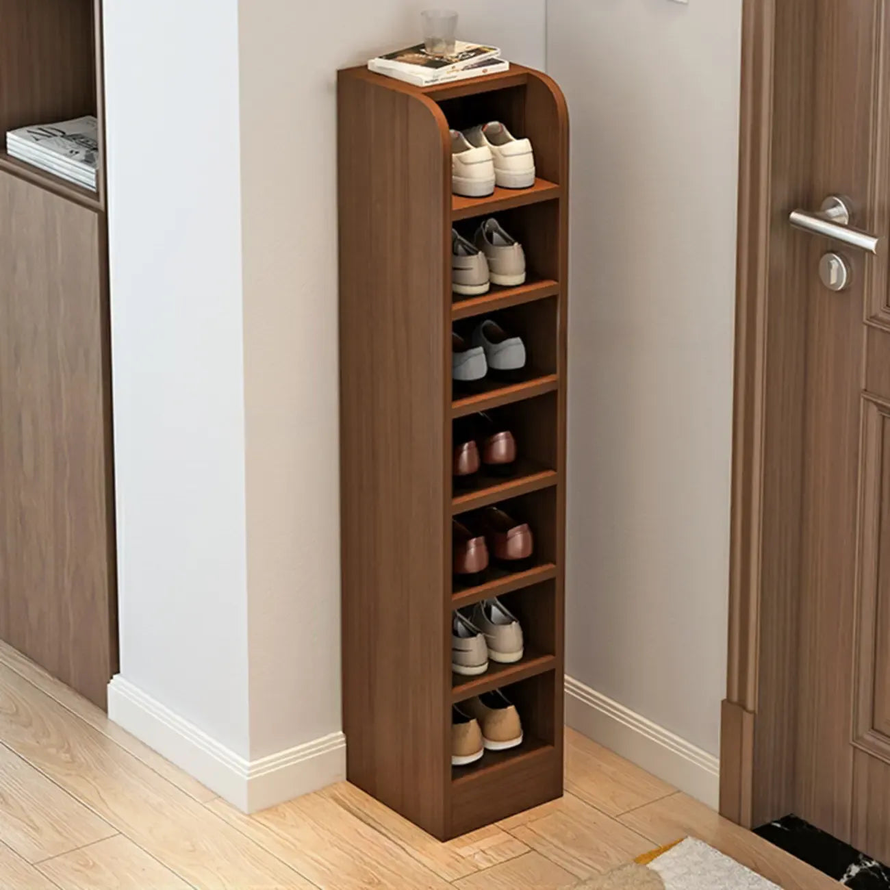 Functional Adjustable Multi-Layer Wooden Shoe Rack Organizer