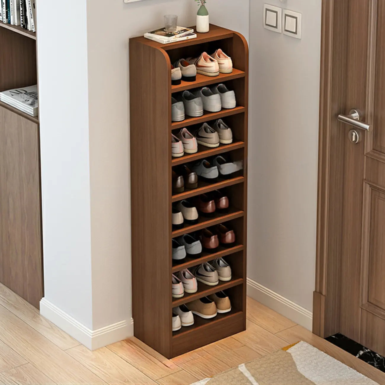 Functional Adjustable Multi-Layer Wooden Shoe Rack Organizer