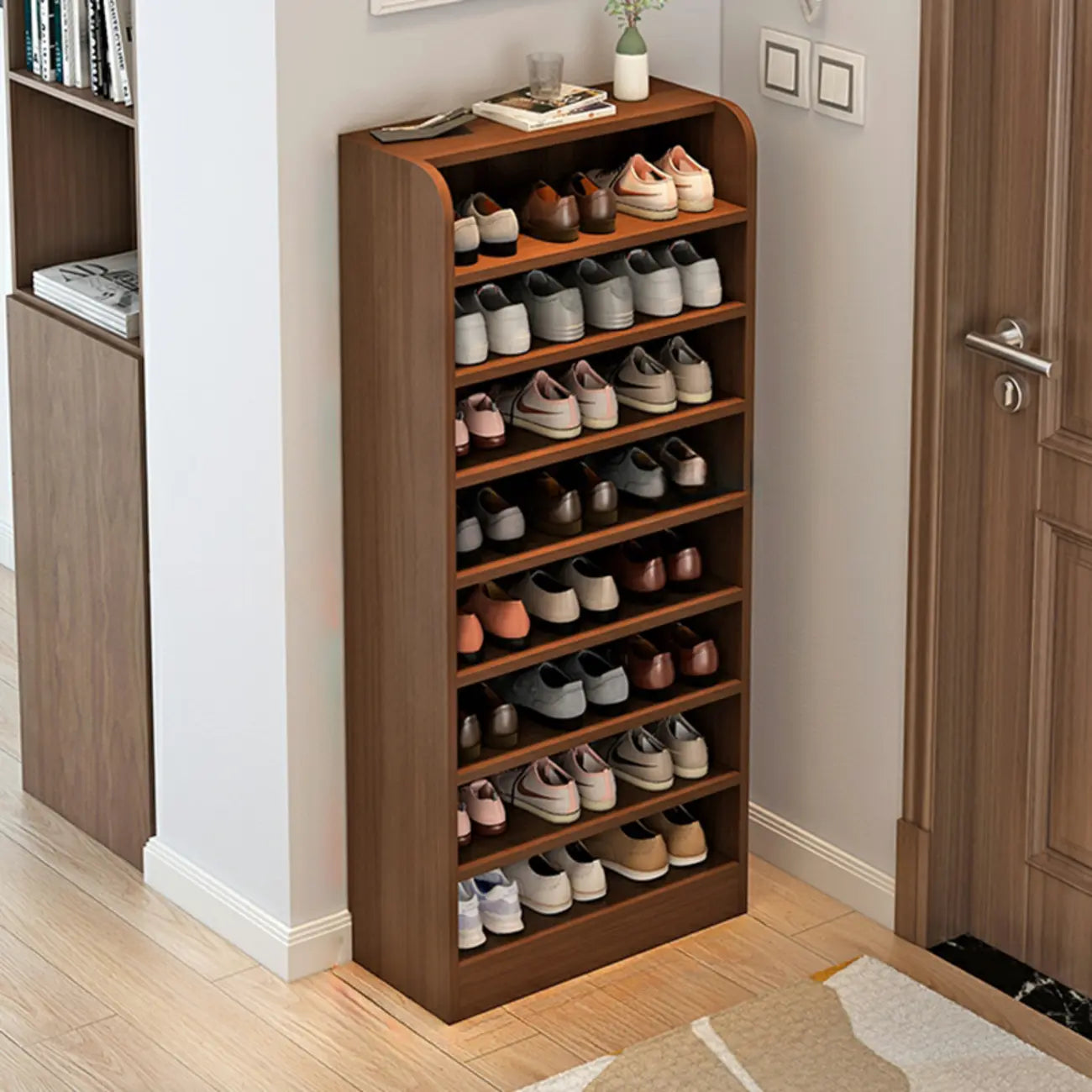 Functional Adjustable Multi-Layer Wooden Shoe Rack Organizer