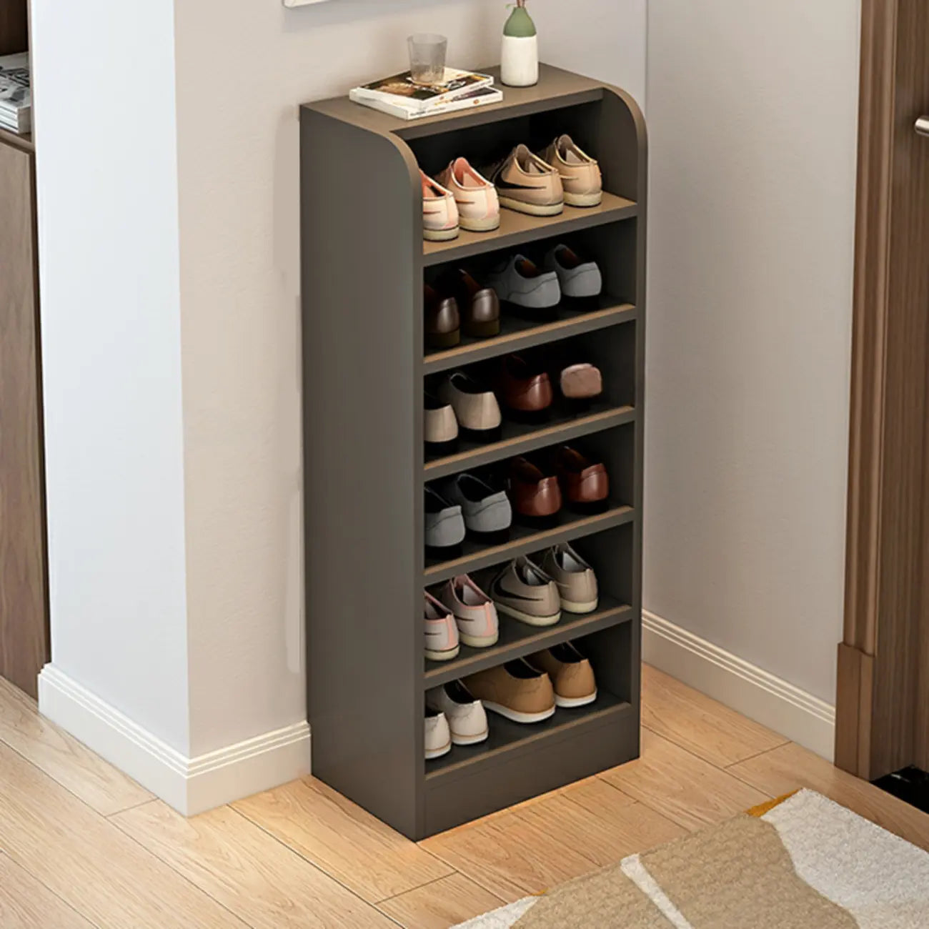 Functional Adjustable Multi-Layer Wooden Shoe Rack Organizer